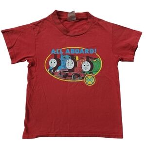 Vintage Kids Y2K Thomas The Train Cartoon Shirt  Sz Small TV Short Sleeve Top
